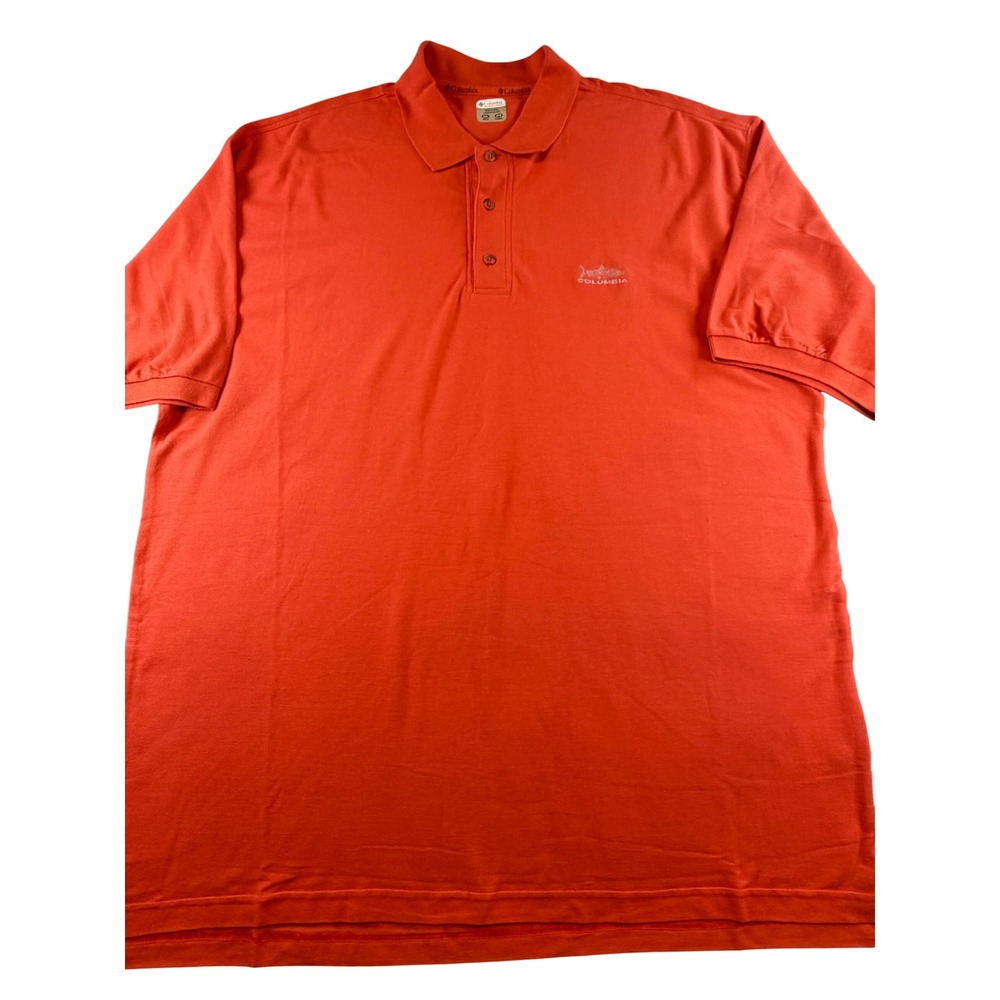 Columbia PFG Mens XXL Orange Short Sleeve Polo Shirt Cotton Blend New